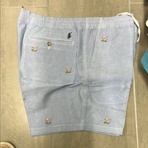 Polo by Ralph Lauren Light Blue Shorts with Floral Embroidery